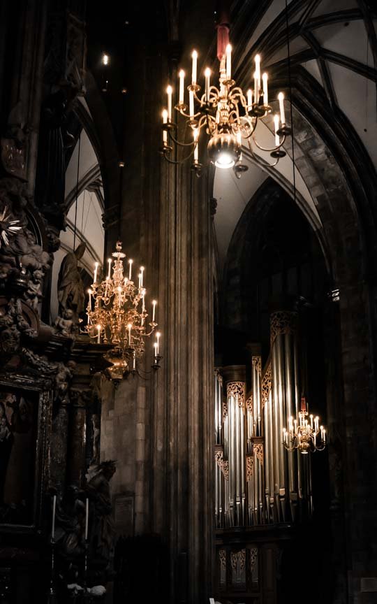 The Gothic interior of St. Stephen's Cathedral in Austria, Vienna